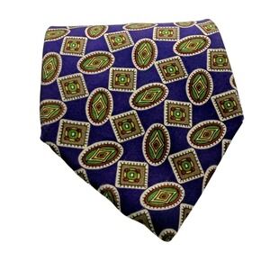 Hathaway Purple Gold All Silk Made In USA Oval and Square Medallion Shapes